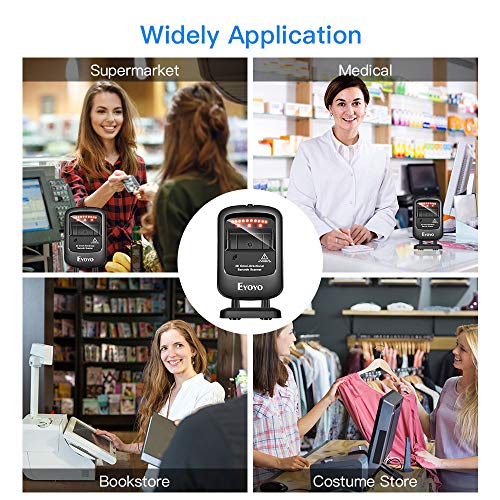 Eyoyo Omnidirectional Hands-Free 1D 2D Desktop USB Wired Barcode Scanner | Automatic Image Sensing, Capture Barcodes from Mobile Phone Screen, QR Bar Codes Reader for Supermarket Library Retail Store - color: Black Desktop Barcode Scanner