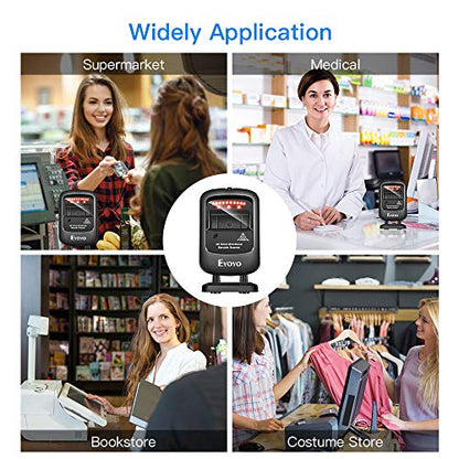 Eyoyo Omnidirectional Hands-Free 1D 2D Desktop USB Wired Barcode Scanner - color: Black Desktop Barcode Scanner
