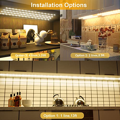 LAFULIT 8 PCS 20in Under Cabinet Lighting Kit, 4000K - size: 8PCS (13FT)