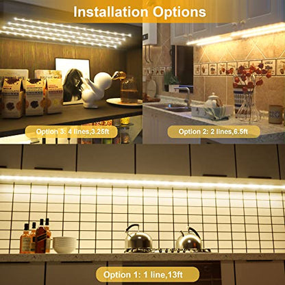 LAFULIT 8 PCS 20in Under Cabinet Lighting Kit, 4000K - size: 8PCS (13FT)