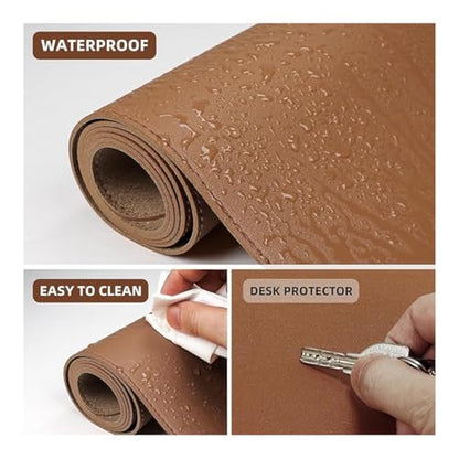 Desk Pad, Leather Non-Slip Laptop Computer Desk Keyboard Mat, Table Protector Blotter Mat, Large Mouse Pad (23.6" x 11.8")-Borwn - color: Borwn
