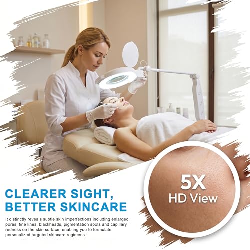 Elitzia 5X Magnifying Floor Lamp with Light for Esthetician