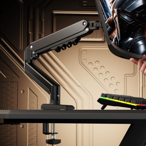 SIAGO Single Monitor Stand, 15 to 32 Inch Monitors Arm, Adjustable Mount with C-Clamp and Grommet Installation, Made of Iron and Al, VESA Monitor Stand for Desk - Fits 4.4 to 19.8lbs Monitors - size: Large