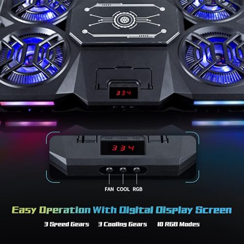 Laptop Cooling Pad with Thermoelectric Cooler and 4 Fans, Powerful Laptop Cooler, Independent Control, Multi-Gear Adjustment, RGB