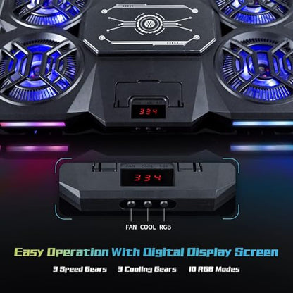 Laptop Cooling Pad with Thermoelectric Cooler and 4 Fans, Powerful Laptop Cooler, Independent Control, Multi-Gear Adjustment, RGB