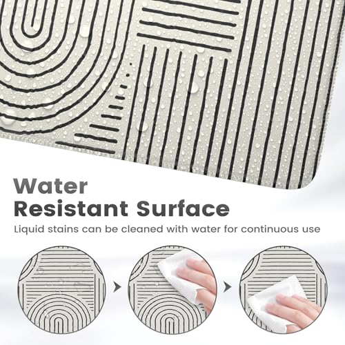 iCasso White Desk Matt for Desktop, Cute Desk Pad Mat, White - color: Line-White