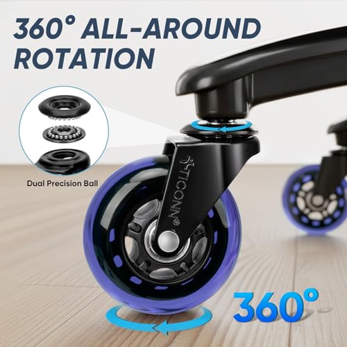 TICONN Office Chair Caster Wheels Set of 5 for Tile, Hardwood Floors and Carpets, Universal Fit for Most Chairs (Purple) - style: Purple