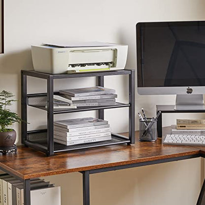 YMYNY 3 Tiers Desktop Printer Stand,17.32 x 13.78 x 11.02 in Black,UHPT001B
