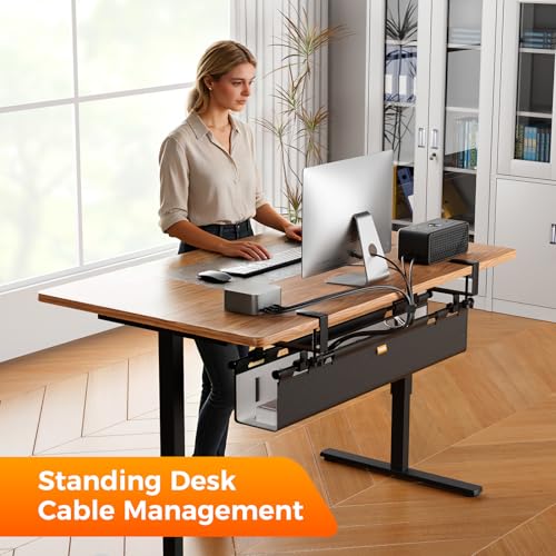No Drill Thickened Under Desk Cable Management Tray,38.5In,Black - color: Black