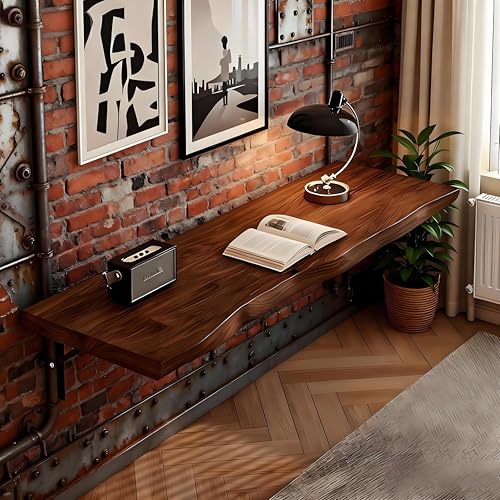 Wall Mounted Folding Table - Floating Desk Fold Down Shelf Wall Mounted with Heavy Iron Brackets, Foldable Table for Launrdy Room, Office Study Work Bench, Kitchen Dining - color: 1.18 Inches Thick, size: W 31.5xL 15.7in