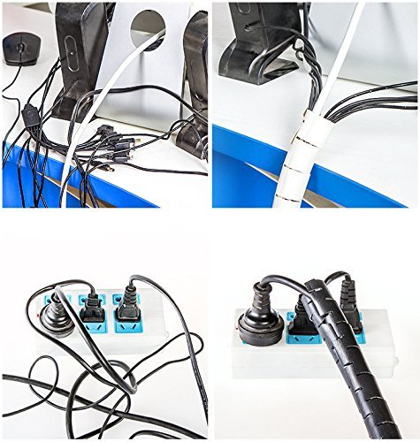 Cable Organizer Coiled Tube Sleeve Cable Management Sleeve (White, 59inches Length, 1.1inches Diameter) - color: White, size: 59inch*1.1inch*1pc