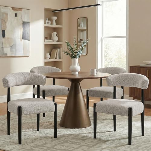 VKNOW Wooden Dining Chairs Set of 2 with Black Wood Legs, Curved Backrest - color: Brown(black Legs), size: Set of 2