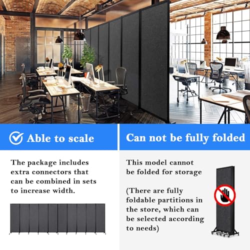 Room Partition 2.0 Upgrade Version, 8'2"L* 6'7"H,4 Panel,Dark Grey - color: Dark Grey, size: 4