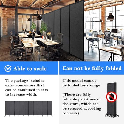 Room Partition 2.0 Upgrade Version, 8'2"L* 6'7"H,4 Panel,Dark Grey - color: Dark Grey, size: 4
