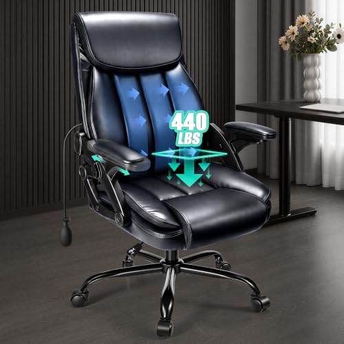 Ylzyxal Ergonomic Office Chair with Airbag Lumbar Support & Armrest, 90°-160° Recline Rolling Chair 440lb Capacity, Executive Office Desk Chairs Breathable Leather, Computer Chair with Silent Wheels - color: Black