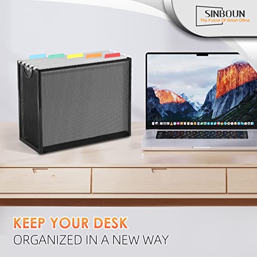 Sinboun Hanging File Organizer Includes 5 Hanging Folders for Office, Black - color: Includes 5 Grey Folders