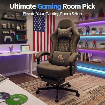 Desk Computer Gaming Chair - Ergonomic Game Office Chair with Extended Footrest and Massage Lumbar Support, Home Gamer Video Game Chairs with Spring Cushion for Adults (Pro Grey Leather) - color: Pro Grey Leather
