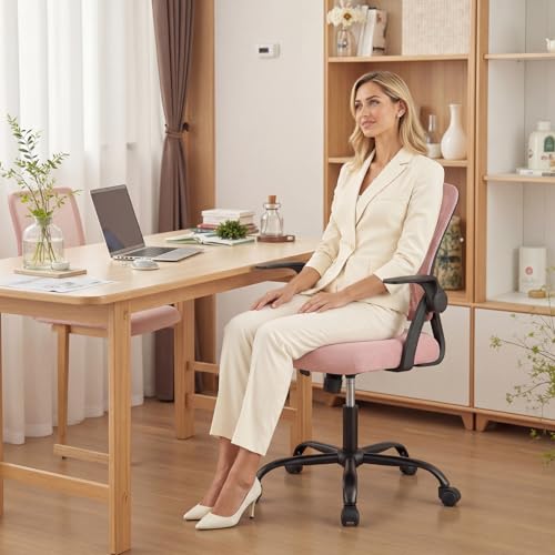 DUMOS Office Chair, Ergonomic Home Desk Chair, Ergonomic Lumbar Support - color: Pink Flip Arm