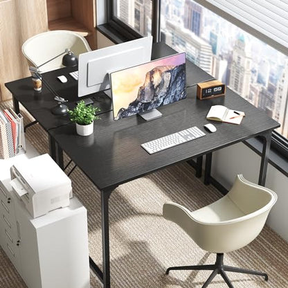 Huuger Modern Simple Office Desk, 40 Inch Gaming Desk with Storage, Black Metal Frame, Large Legroom - color: Black, size: 40inch