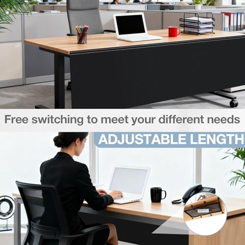 Tegeme 40" Under Desk Privacy Panel Self Adhesive Desk Curtain Skirt, Black - color: Black, size: 40''