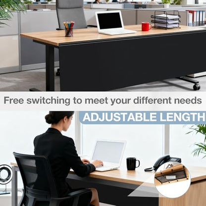 Tegeme 55" Under Desk Privacy Panel Self Adhesive Desk Curtain Skirt, Black - color: Black, size: 55''