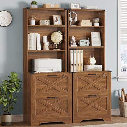 SEDETA 2 Drawer File Cabinet with Lock fits Legal/Letter/A4 Size - color: Brown, size: 2 Drawers