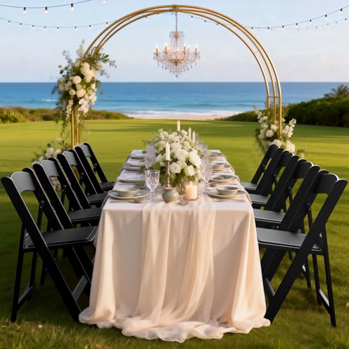 Nazhura Garden and Patio Folding Chair for Events and Wedding, Lightweight with Padded Seat, Water-Proof, Double Braced Frame, Non-Slip Feet, 350LB Capacity - color: Black