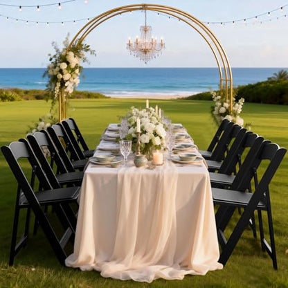 Nazhura Garden and Patio Folding Chair for Events and Wedding, Lightweight with Padded Seat, Water-Proof, Double Braced Frame, Non-Slip Feet, 350LB Capacity - color: Black