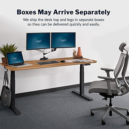 Vari Classic Electric Standing Desk – 72x30 – Butcher Block/Slate - color: Butcher Block / Slate Legs, size: 72 in x 30 in