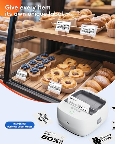 B21 Label Maker Machine with 3 Tapes, 2-Inch Wide Waterproof Tape, Bluetooth Portable Label Maker for Small Business, Office, Home, School Organization - color: White-Grey, style: Machine + 3 Tapes