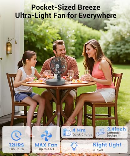 Geek Aire Foldable Battery Operated Fan, Portable Rechargeable USB Floor Table Fan with LED Light, Quiet Oscillating Pedestal Fans that Blow Cold Air for Bedroom Office Camping Travel - Grey - color: Grey