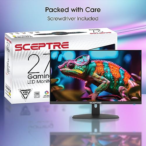 Sceptre 27-inch Prime Gaming Monitor 100Hz 1ms DisplayPort HDMI x2 100% sRGB AMD FreeSync Build-in Speakers, Eye Care Frameless Machine Black 2025 (E275W-FW100T Series) | 100Hz 1ms DisplayPort HDMI x2 100% sRGB AMD FreeSync Build-in Speakers, Eye Care Fra