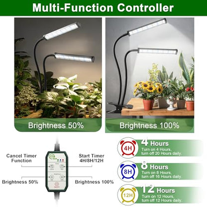 GooingTop Grow Light 100W 6000K, Super Bright White Desktop Clip Plant Lamp - size: 100Watts