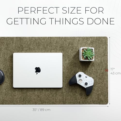 Nordik Felt Desk Mat - Large Felt Desk Pad - Timber Moss Green 35 x 17 in | Premium Desk Matt for Desktop, Full Desk Keyboard Mouse Pad, High Quality Felt and Non-Slip Rubber Liner for Home and Office - color: Timber Moss