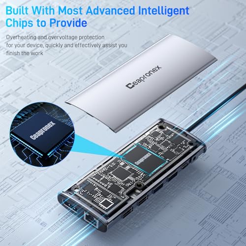 USB C Docking Station 14 in 1 with 2 HDMI 4K + DP 8K 3 Monitors Triple Display for Laptop,/MacBook Pro/Air/HP/DELL/Lenovo, USB C Hub Dongle Dock with USB 3.0, RJ45,100W PD, SD/TF, Audio/Mic