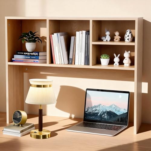 Dollate 2-Tier Bookshelf for Desk，Wood Desktop Bookshelf Organizer，Multifunctional Desktop Bookcase with 4 Shelves，Perfect for Organizing Books, Magazines, Office Supplies