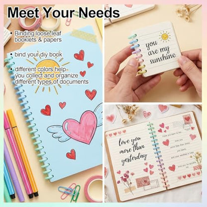 50 Pcs Plastic Spiral Binding Coils, Plastic Binding Combs 30 Ring Diameter 0.47inch Add Pages to Notebooks, Snap Close Comb Binding Spines Binder Dividers, Ring Coil for Loose Rings Spiral Notebook - size: 50 pcs