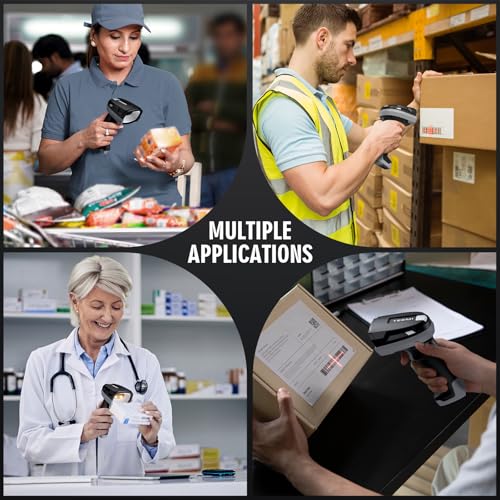 TEEMI 2D Bluetooth Barcode Scanner, Industrial Rugged Handheld Reader, High-Resolution Megapixel Sensor, Easy Battery Swap, Advanced Data Parsing, Wireless QR Code Scanner (Scanner Only) - size: Scanner Only