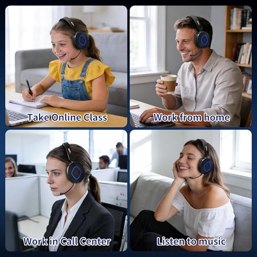 Wantek Wireless Headset with Mic, On-Ear Bluetooth Headset with Noise Cancelling Microphone, USB Dongle, Mute Button & Charging Base for PC, Laptop, Work, Zoom, Teams, Online Meetings, Home Office - color: Black