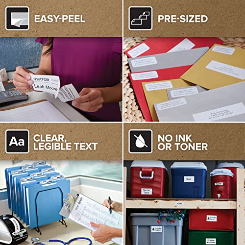 DYMO LW Durable Industrial Labels for LabelWriter Label Printers, White Poly, 1” x 1”, 2 Rolls of 850 (1700 Total) - size: 1" x 1"