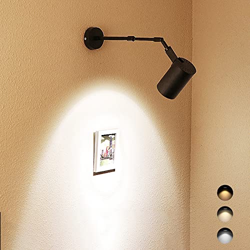 ikanta Painting Display Spotlights 24W 3 Temperature 3000K 4000K 6000K Swing Arm Lights Wall Mount Hardwired,Ceiling Mounted Picture Lights Spotlights for Accent Task Wall Art Exhibition