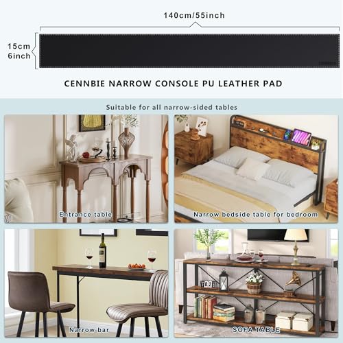 CENNBIE Console Table Leather Cover - 55 x 5.9 Inches Sofa Table Narrow Long Mat - TV/Media/Gaming/Center Console Table Protector Pad for Narrow Side Table, Sideboard, Entryway Table (Black) - color: Black, size: 55" x 5.9"