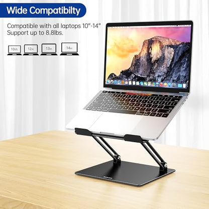 BESIGN LS10 Laptop Stand for Desk, Ergonomic Adjustable Notebook Tablet Stand, Foldable Laptop Riser, Portable Desktop Book Stands, Computer Holder Compatible with 10-14" Laptops, Black - color: A-Classic Black