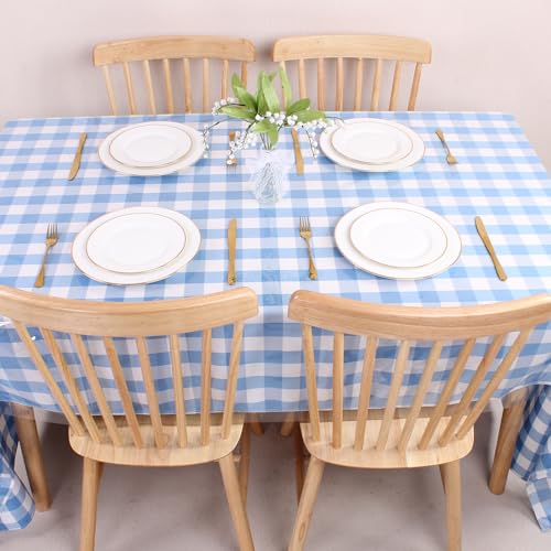 Kesfey Clear Plastic Table Cover Protector 60 x 108 Inch Vinyl Tablecloth | 100% Waterproof, PVC Rectangle Transparent Sheet, Oil Spill Proof, Wipeable,for Dining Tables,Picnic Party,Holidays - size: 108" x 60" (Rectangular)