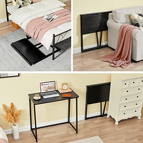WOHOMO Folding Desk, 31.5" Foldable Computer Table for Small Spaces, Black - color: Black, size: Small Size:31.5 x 15.7