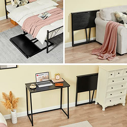WOHOMO Folding Desk, 31.5" Foldable Computer Table for Small Spaces, Black - color: Black, size: Small Size:31.5 x 15.7