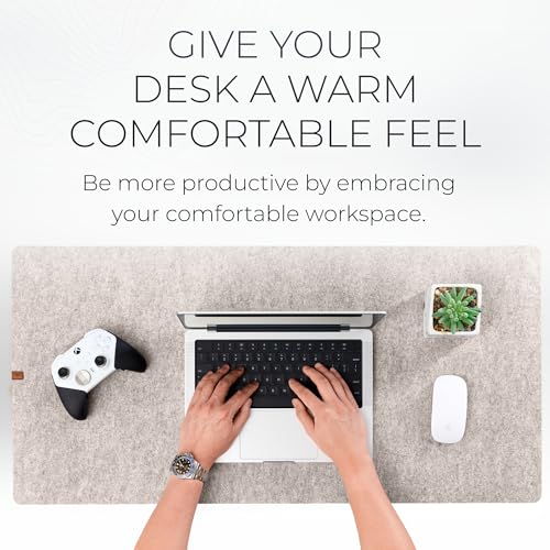 Nordik Felt Desk Mat - Large Felt Desk Pad - Stone Oat Beige 35 x 17 in | Premium Desk Matt for Desktop, Full Desk Keyboard Mouse Pad, High Quality Felt and Non-Slip Rubber Liner for Home and Office - color: Stone Oat