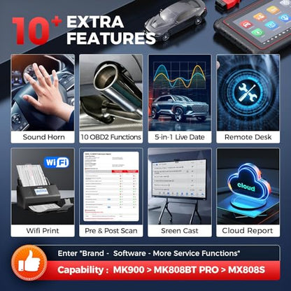 Autel Scanner MaxiCOM MK900: 3000+ Active Tests 40+ Service as MK900-BT | 8 in Up of MK808S MK808BT Pro MX808S, 2026 Bidirectional Diagnostic Tool as MX900 MK900BT, All System, CAN-FD&DOIP, FCA SGW