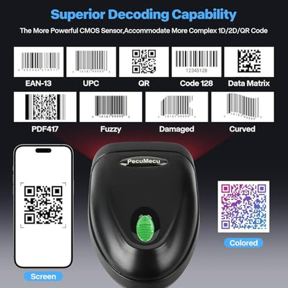 2 Pack Handheld 2D USB Barcode Scanner, Wired QR Code Scanner PDF417 Data Matrix Bar Code Reader with Long USB Cable for POS Mobile Payment, Convenience Store, Supermarket, Warehouse (TM-10C)