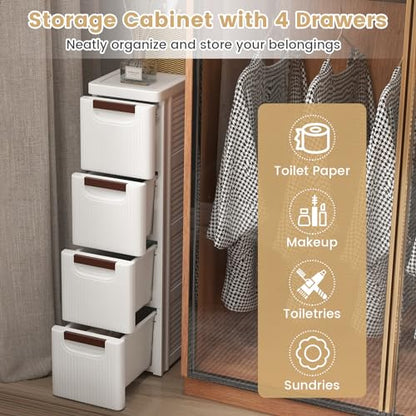 LOKO 4-Drawer Narrow Storage Cabinet, Slim Rolling Cart (7.5"x16.5"x29.5") - size: 7.5"x16.5"x29.5" (4 Drawer)